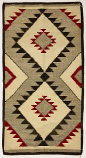 Navajo Rug with Red Striped Double Diamond Design