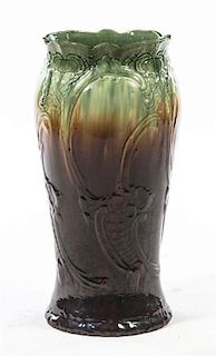 A Majolica Floor Vase, Height 23 inches.