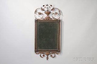 Neoclassical Painted and Gilt-gesso Mirror