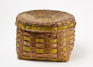 Fine Native Paint Decorated Basket with Lid