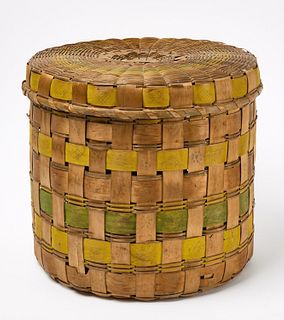 Native Painted Covered Basket
