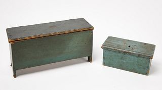 Miniature Painted Blanket Chest and Small Box