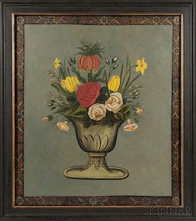 Paint-decorated Panel with an Urn of Flowers