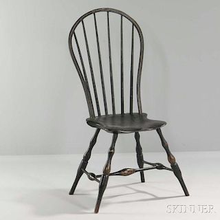 Black- and Gilt-painted Bow-back Windsor Chair