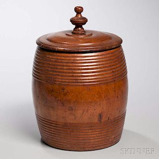 Large Treen Barrel-form Lidded Container