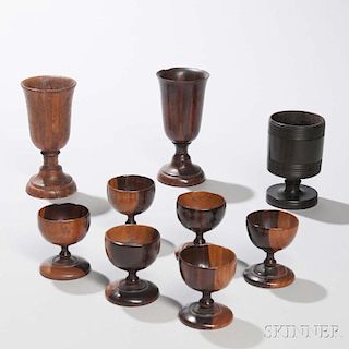 Nine Treen Cups and Goblets