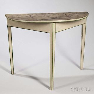 Paint-decorated Pine Demilune Table