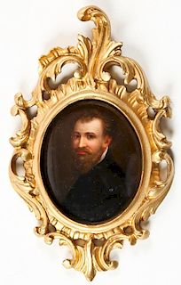 19th C Italian Rococo Framed Portrait Plaque