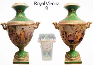 Pair Of 19th C. Royal Vienna Porcelain Vases
