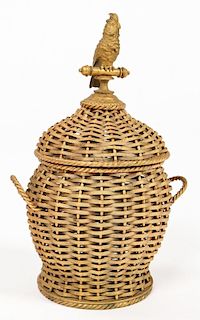 Basket Woven Bronze Lidded Basket