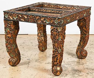 Indonesian Carved Wood Backgammon Table