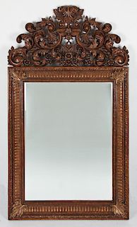 Hand Carved Acanthus Crested Mirror