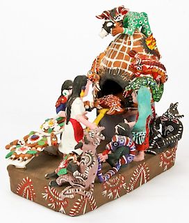Vintage Ocumicho Baker and Kiln Figural Group