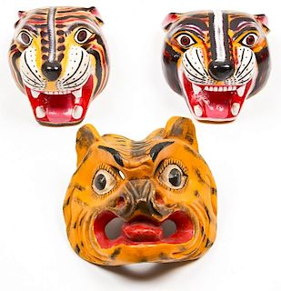 3 Vintage Mexican Tigre Dance Masks