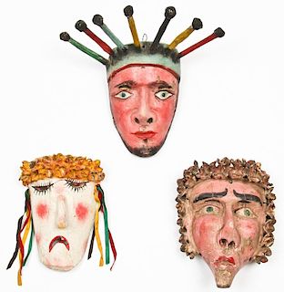 3 Vintage Mexican Festival Masks