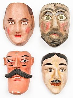 4 Vintage Mexican Catrines Masks