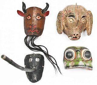 Collection of 4 Ethnographic Masks