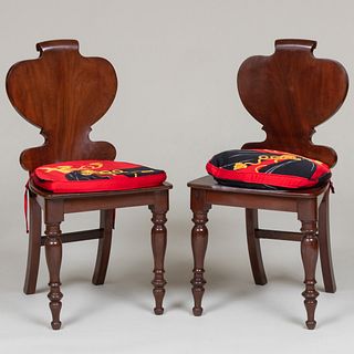 Pair of English Mahogany Hall Chairs, Possibly Irish