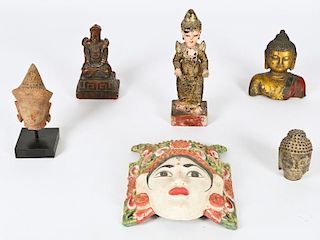 5 Buddha Figures with 1 Darma Quan Yin Mask