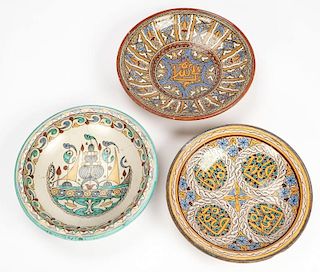 3 Antique Moroccan Faience Bowls