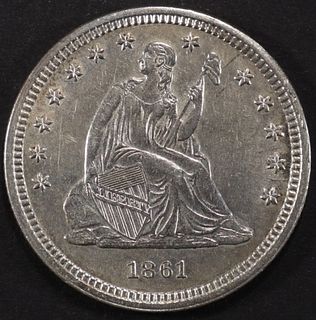 1861 SEATED LIBERTY QUARTER AU/BU
