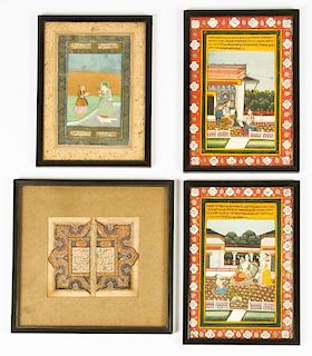 4 Islamic and Indian Illuminated Miniatures