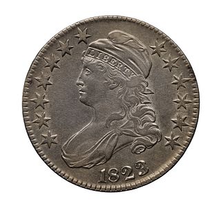 1823 'Ugly 3' Capped Bust Half Dollar 50c AU