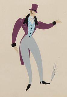 Romain de Tirtoff 'Erte' (Russian / French, 1892-1990) 'Male Costume Opera' Gouache