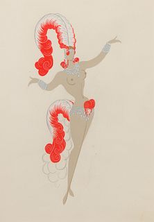 Romain de Tirtoff 'Erte' (Russian / French, 1892-1990) 'Moulin Rouge' Gouache