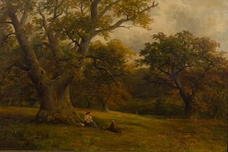 George Turner (English, 1841-1910) 'A Scene in Calke Park, Derbyshire' Oil on Canvas