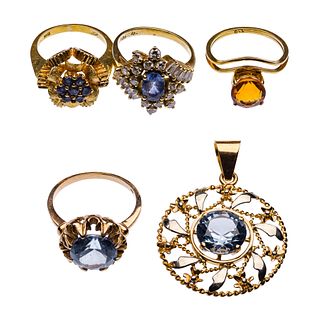 18k Yellow Gold and Gemstone Jewelry Assortment