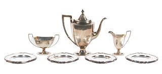 Sterling Silver Coffee Service and Bread Plate Assortment