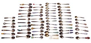 Russian Silver Enamel Souvenir Spoon Assortment