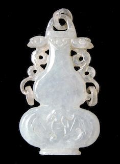 Chinese Jade Gourd Form Vase Pendant.
