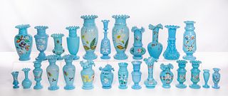 Victorian Blue Bristol Glass Vase Collection