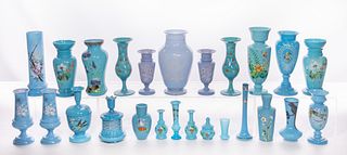 Victorian Blue Bristol Glass Vase Collection