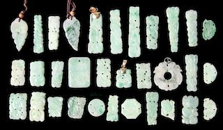 Estate Collection of 32 Chinese Jade Pendants