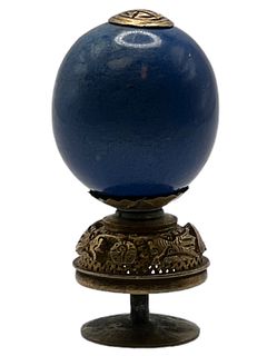 Chinese Gilt-metal Mounted Hat Finial, Late Qing