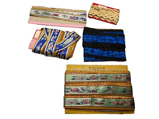 Antique Chinese Silk Ribbon Embroidery Trim
