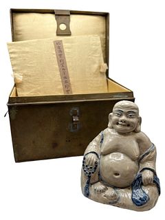 Chinese Blue And White Buddha With Box, 17th-18th