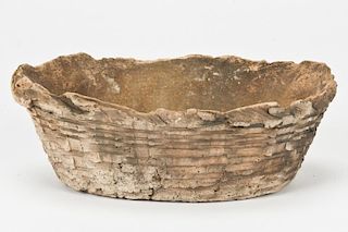 Prehistoric Catawba Basket Form Pottery Bowl