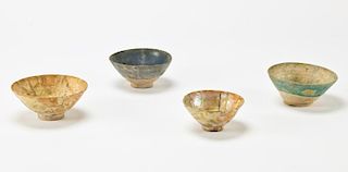 Group of 4 Ancient Persian Ceramic Glazed Bowls