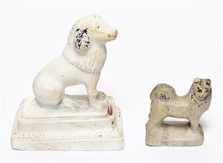 Two Chalkware Dogs, Height of taller 6 inches.