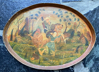 Antique Papier mache Indian tray, as found condition