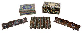 Group of Five Asian Cloisonne Desk Objects