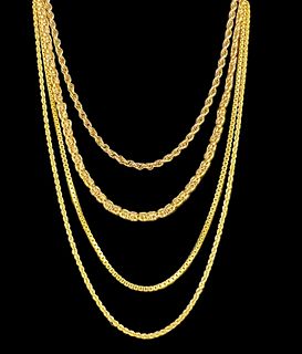 (4) 14K Yellow Gold Necklaces