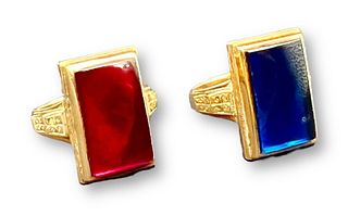 (2) Vintage Josten 10K Gold Ring Set w/ Stones