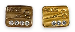 (2) Regis Diamond Pins 10K GF & 14K Solid Gold