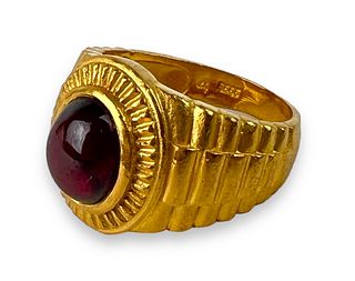 24K Gold Rhodolite Ring