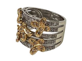 14K Gold and Diamond Butterfly Ring